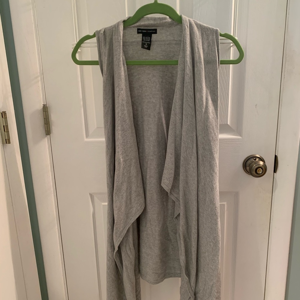 Gray Open Knit Sweater Vest